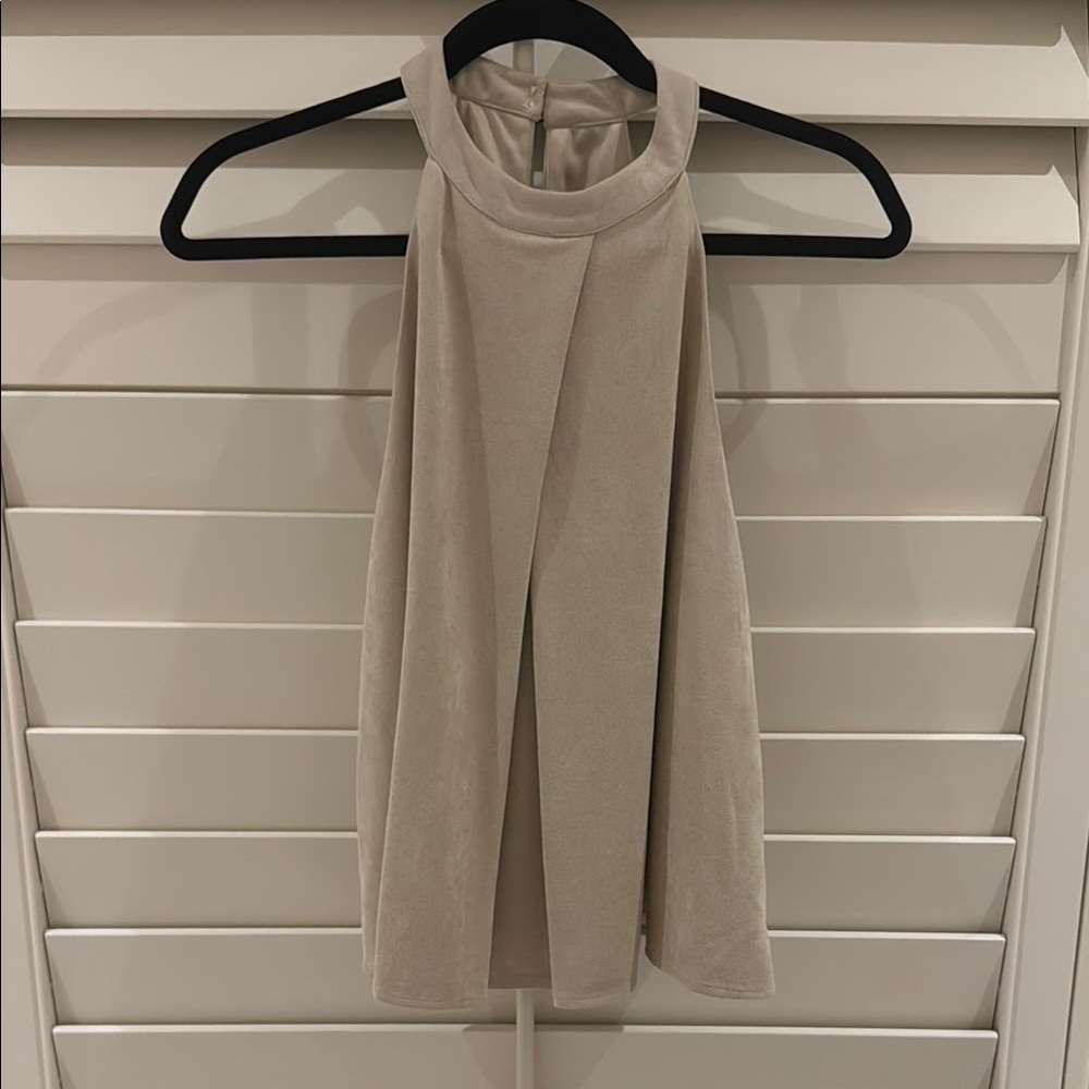 fabrik Beige Suede High Neck Halter Top size: M